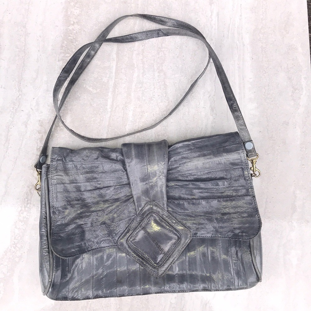 Genuine eel skin crossbody purse